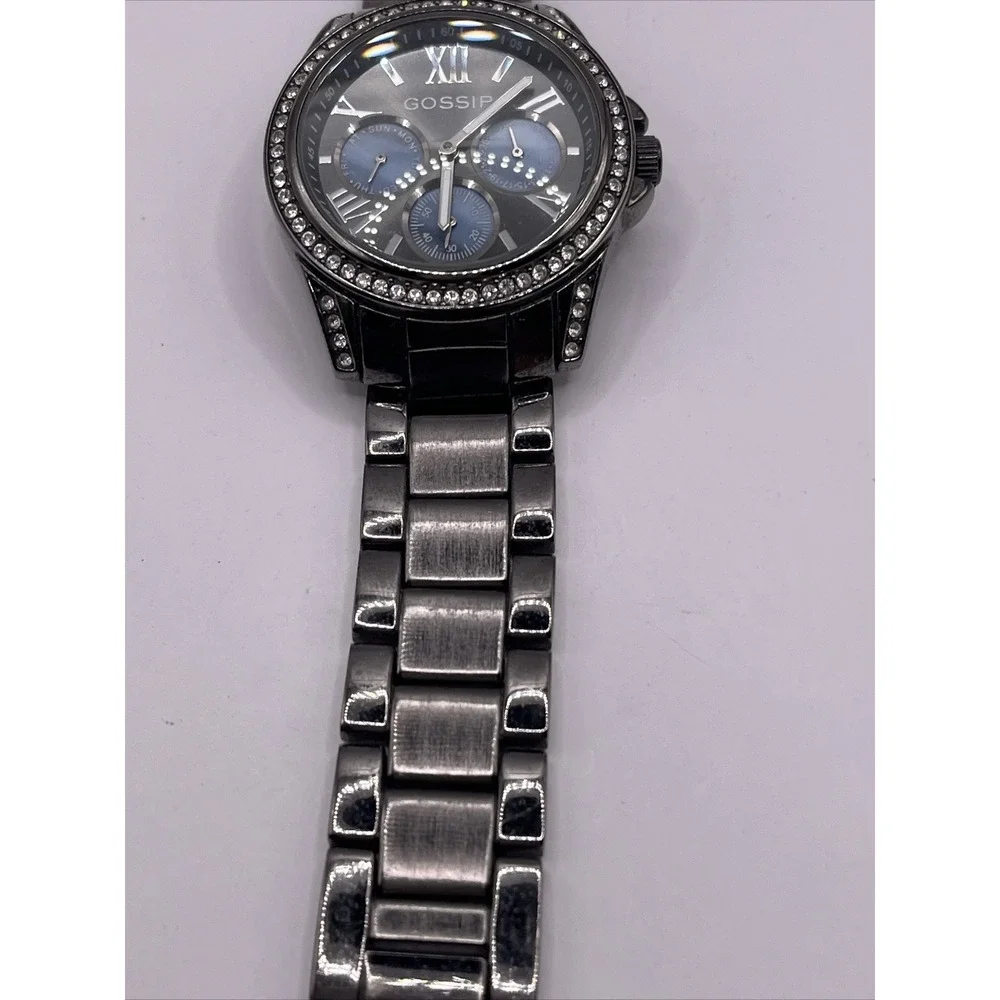 Gossip Women's‎ Quartz Watch GSP862 Brushed Gunmetal Rhinestones- New Battery